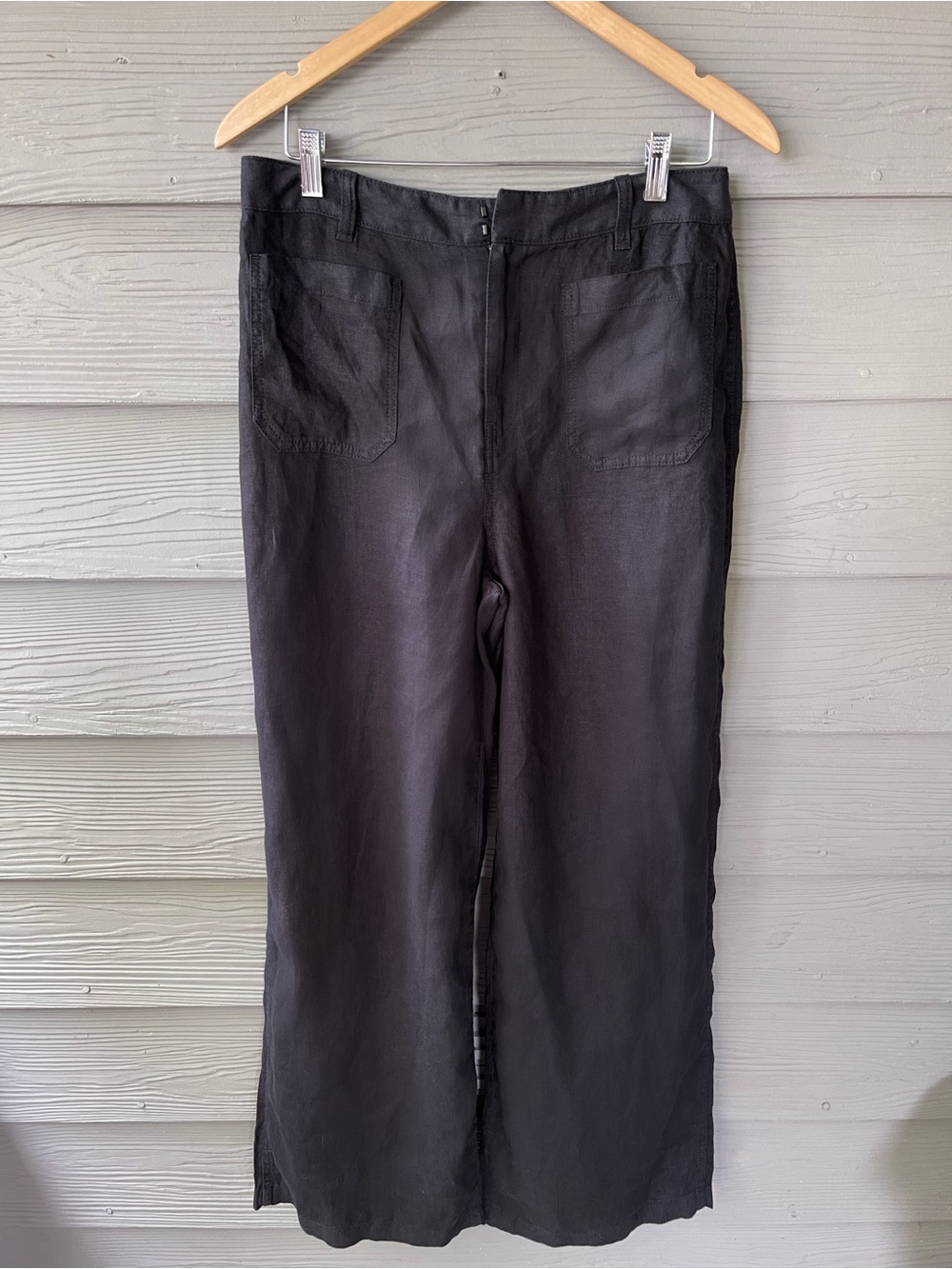 Madewell Women's Black Linen Blend Cargo Utility Pants Size 8 Lightweight
